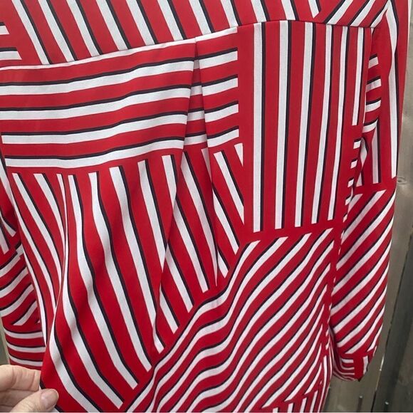 DOROTHY PERKINS Women Red Striped Shirt Style Top size 12 - Picture 14 of 14
